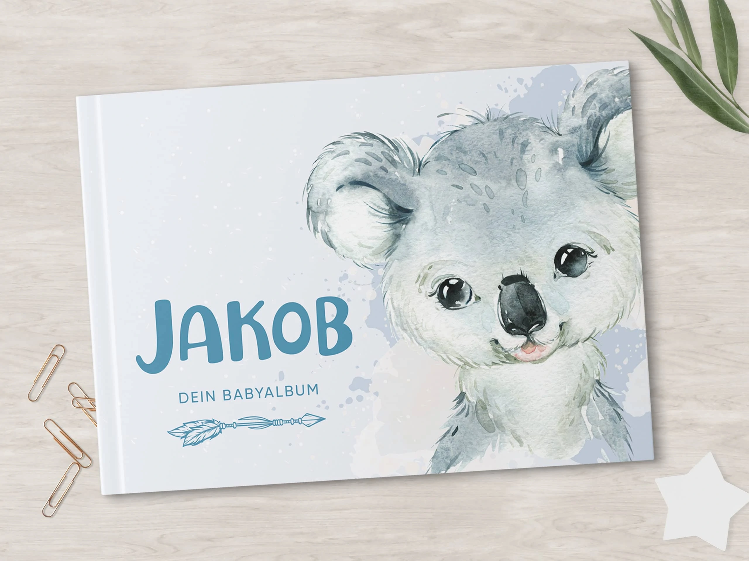 babyalbum_koala-blau-türkis_umschlag_personalisiert